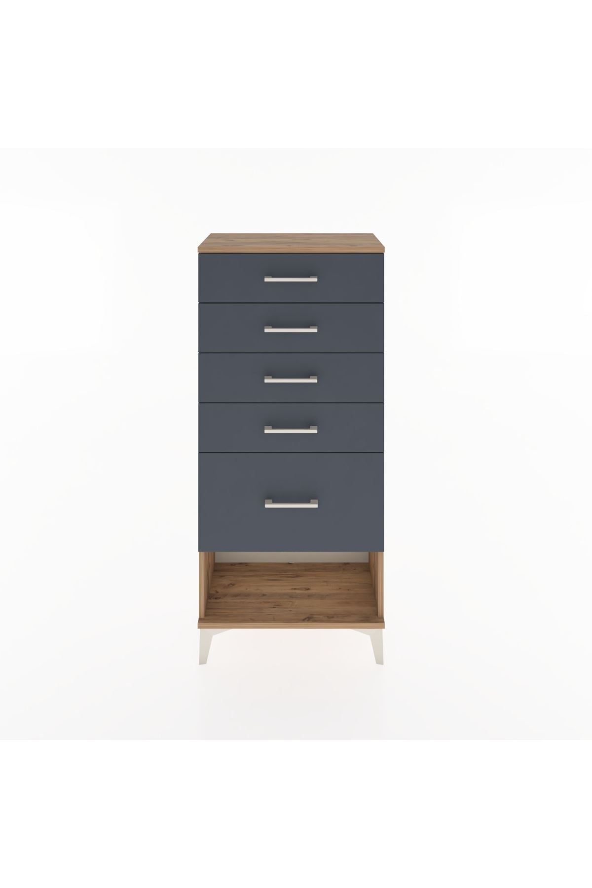 Hyperion Dolap 5 Çekmeceli 60x44x134 Çam-Antrasit
