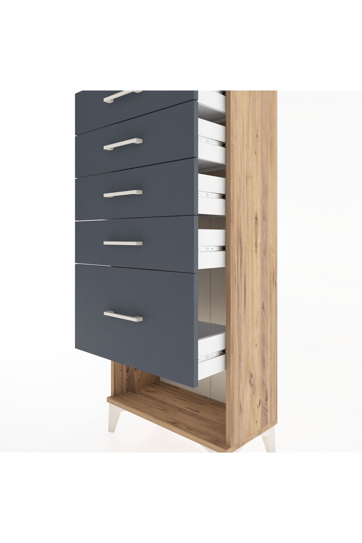 Hyperion Dolap 5 Çekmeceli 60x44x134 Çam-Antrasit
