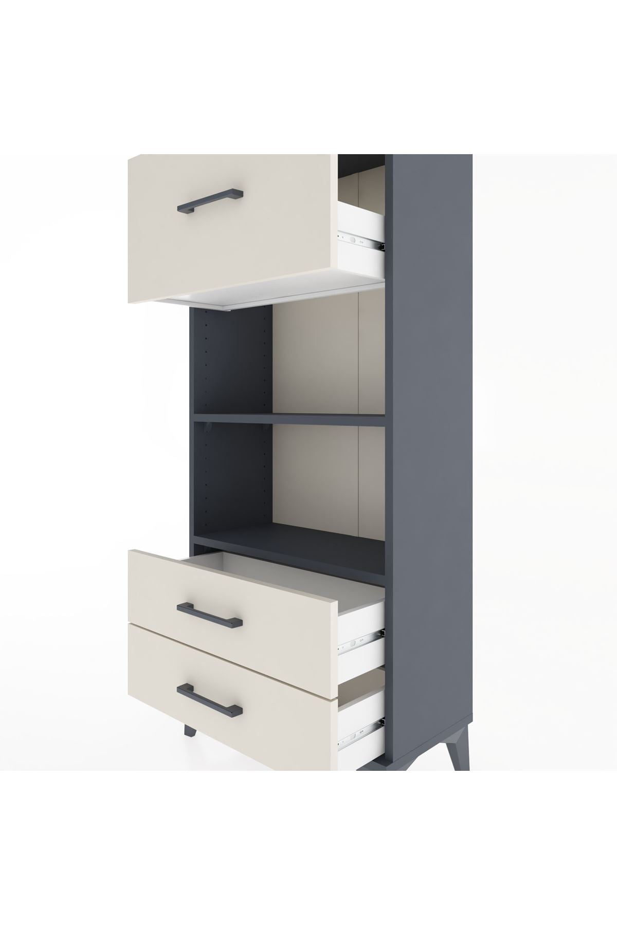 Hyperion Dolap 2 Raflı 3 Çekmeceli 60x44x134 Antrasit-Aytaşı