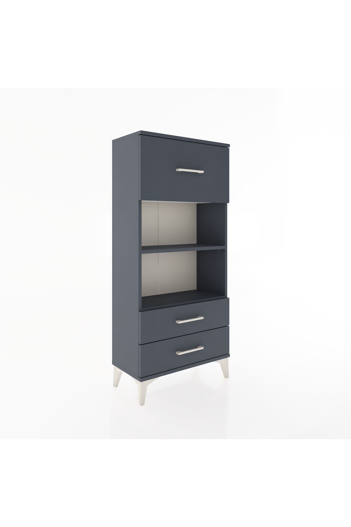 Hyperion Dolap 2 Raflı 3 Çekmeceli 60x44x134 Antrasit-Antrasit