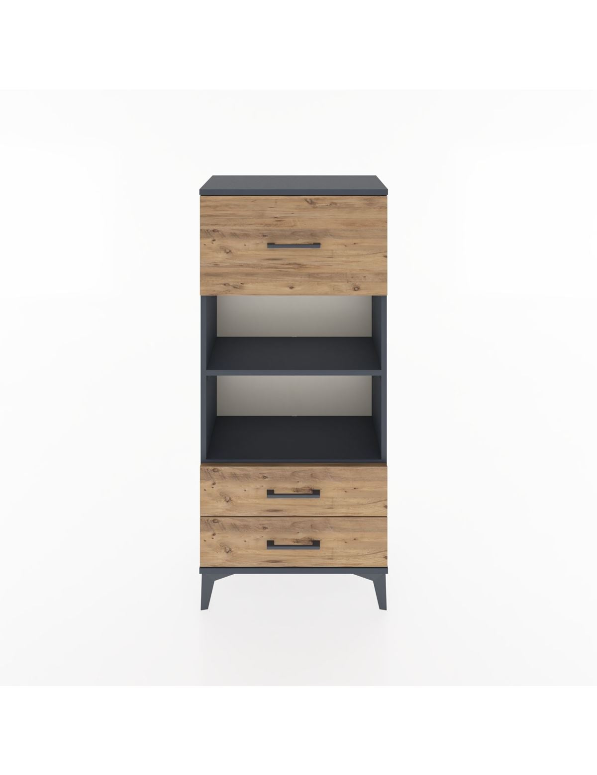 Hyperion Dolap 2 Raflı 3 Çekmeceli 60x44x134 Antrasit-Çam