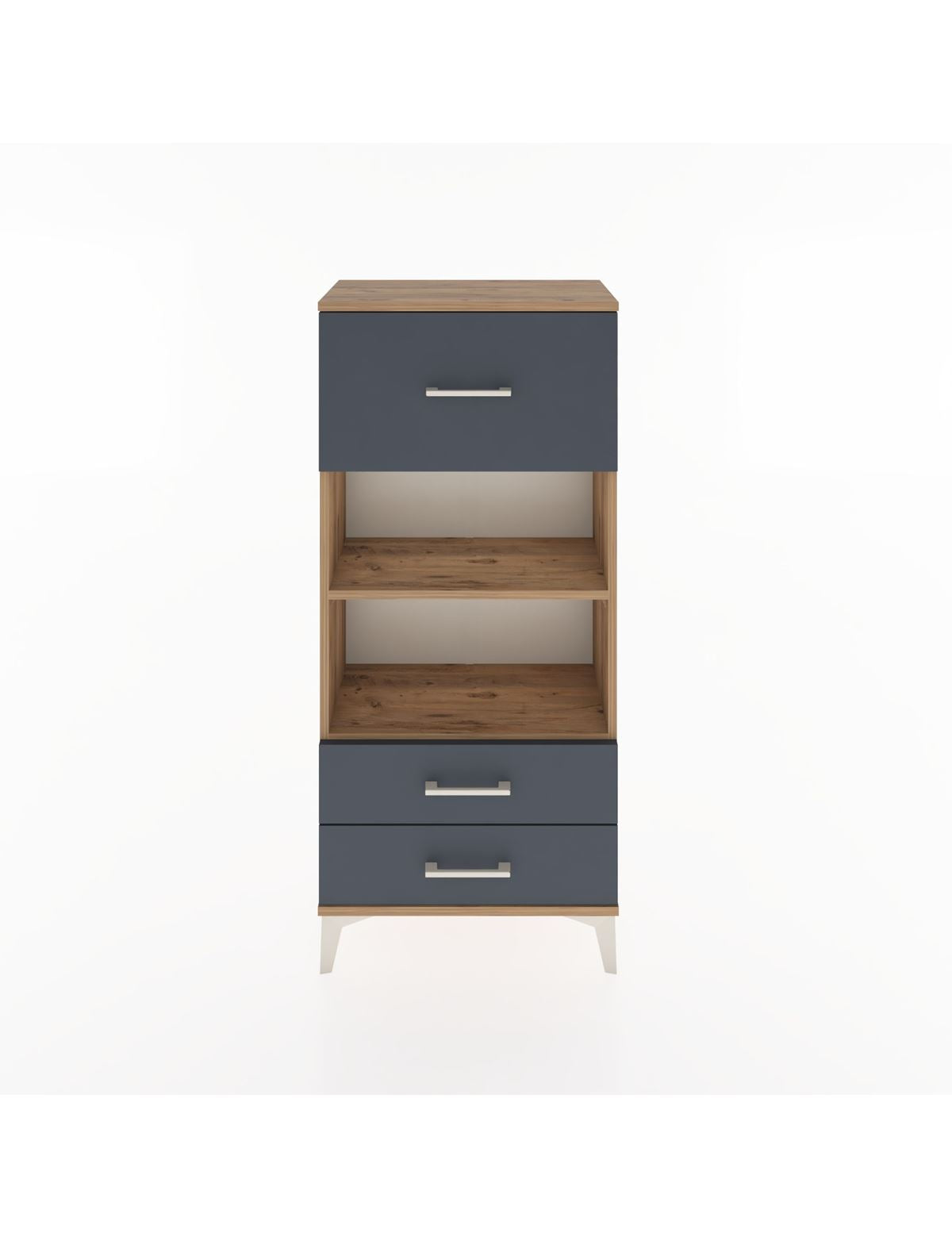 Hyperion Dolap 2 Raflı 3 Çekmeceli 60x44x134 Çam-Antrasit