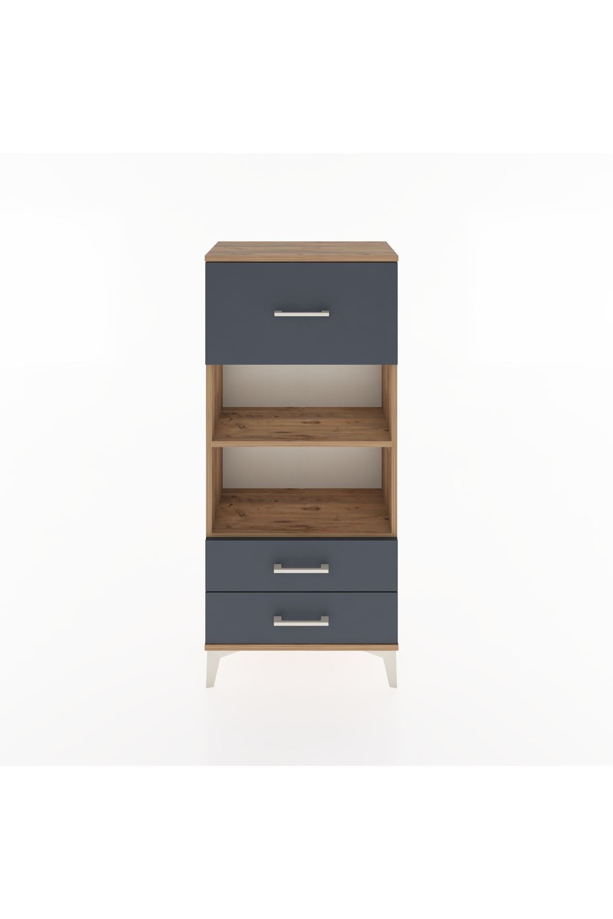 Hyperion Dolap 2 Raflı 3 Çekmeceli 60x44x134 Çam-Antrasit