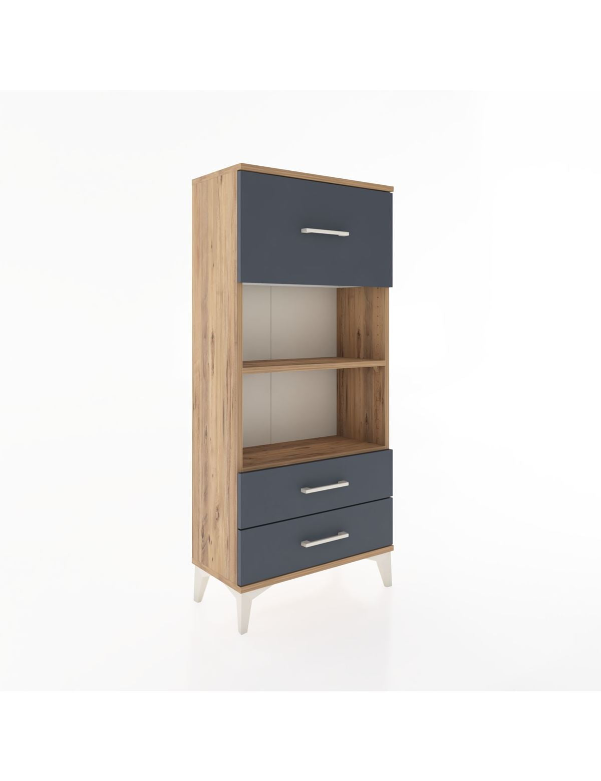 Hyperion Dolap 2 Raflı 3 Çekmeceli 60x44x134 Çam-Antrasit