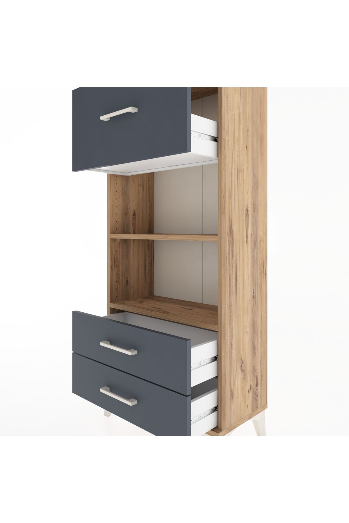 Hyperion Dolap 2 Raflı 3 Çekmeceli 60x44x134 Çam-Antrasit