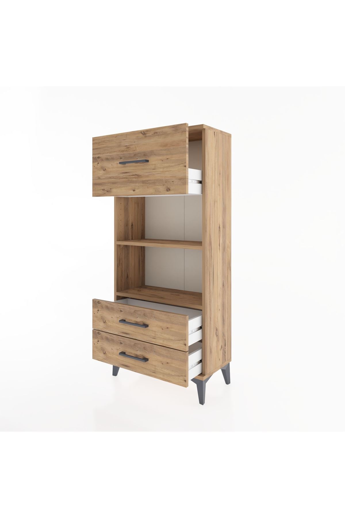 Hyperion Dolap 2 Raflı 3 Çekmeceli 60x44x134 Çam-Çam