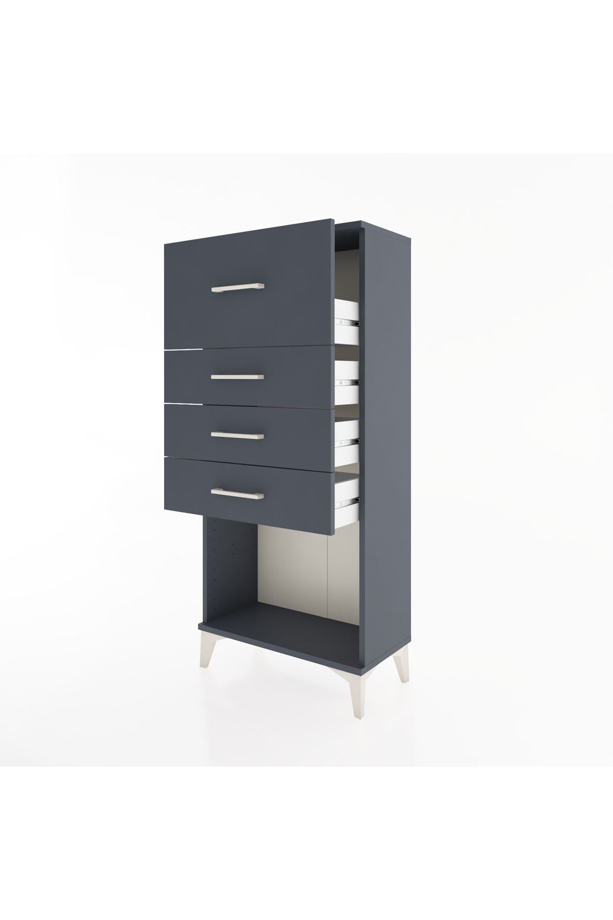 Hyperion Dolap 4 Çekmeceli 60x44x134 Antrasit-Antrasit