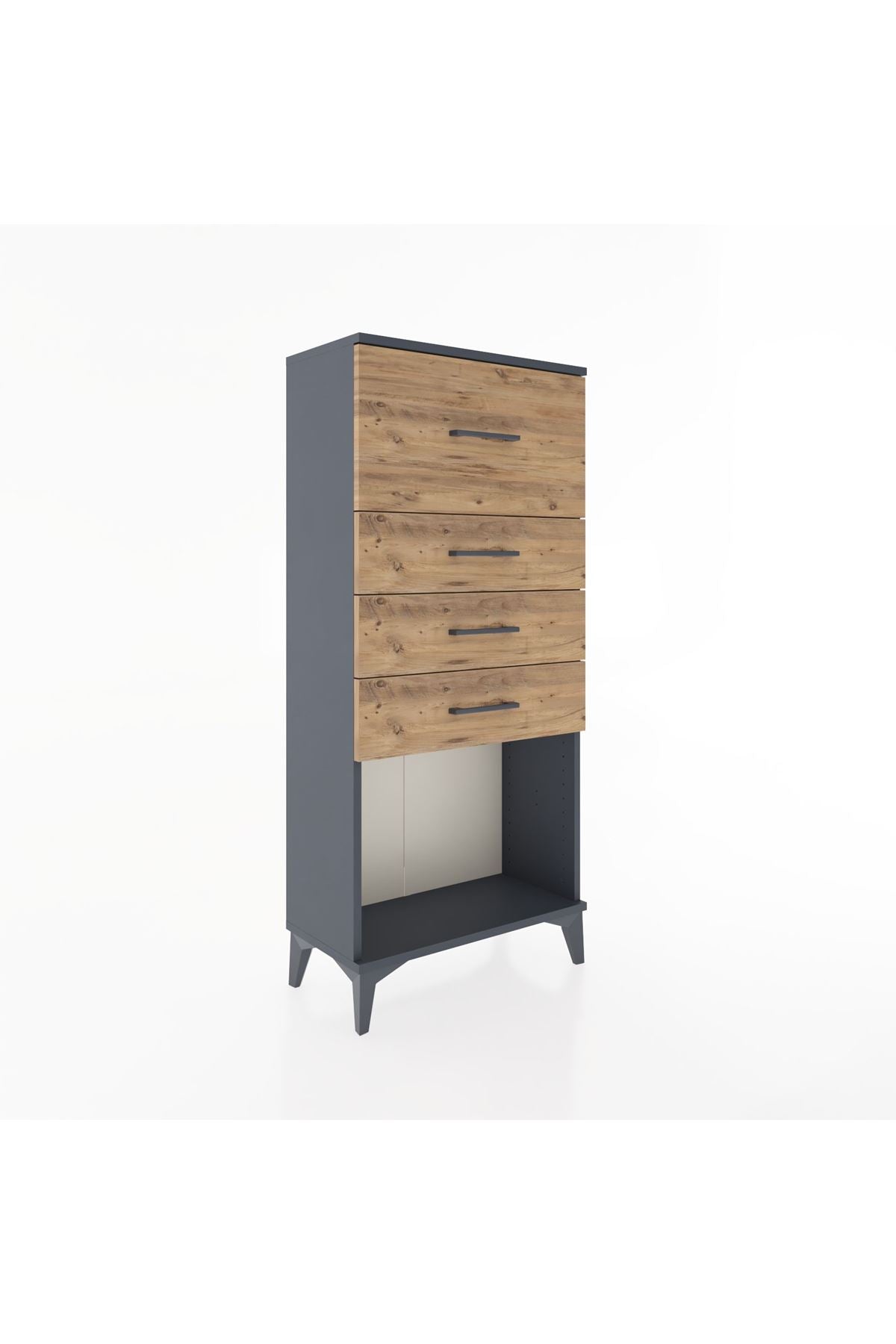 Hyperion Dolap 4 Çekmeceli 60x44x134 Antrasit-Çam
