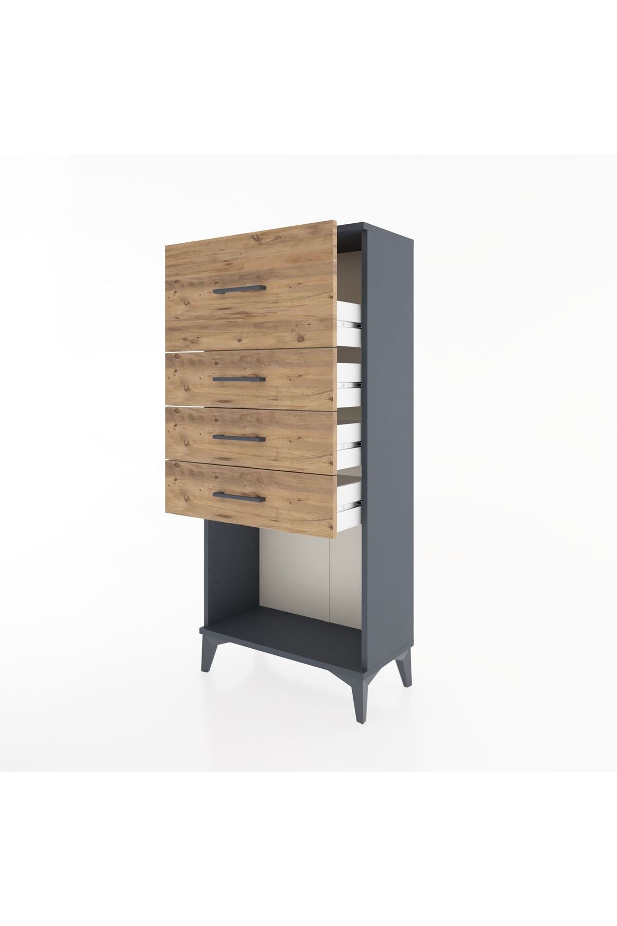 Hyperion Dolap 4 Çekmeceli 60x44x134 Antrasit-Çam