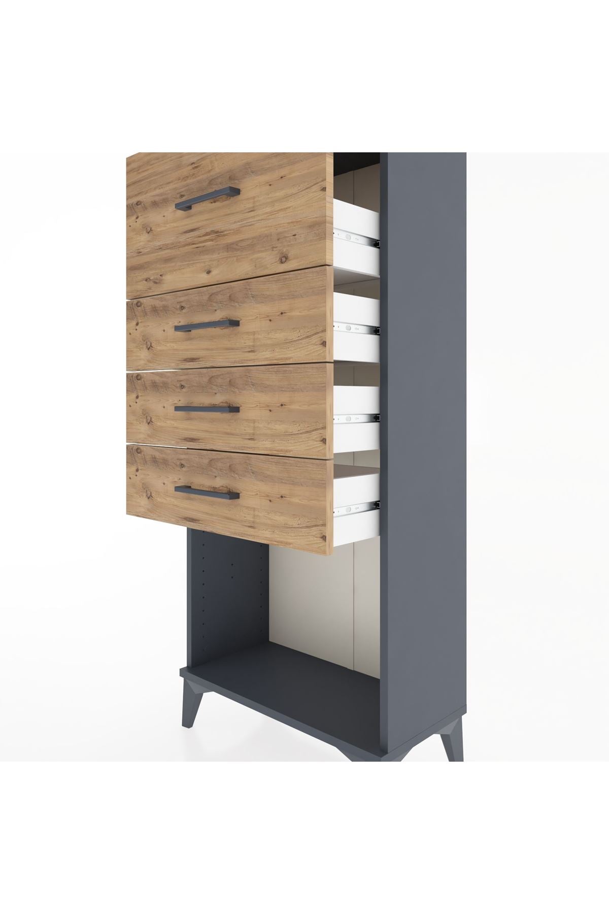 Hyperion Dolap 4 Çekmeceli 60x44x134 Antrasit-Çam
