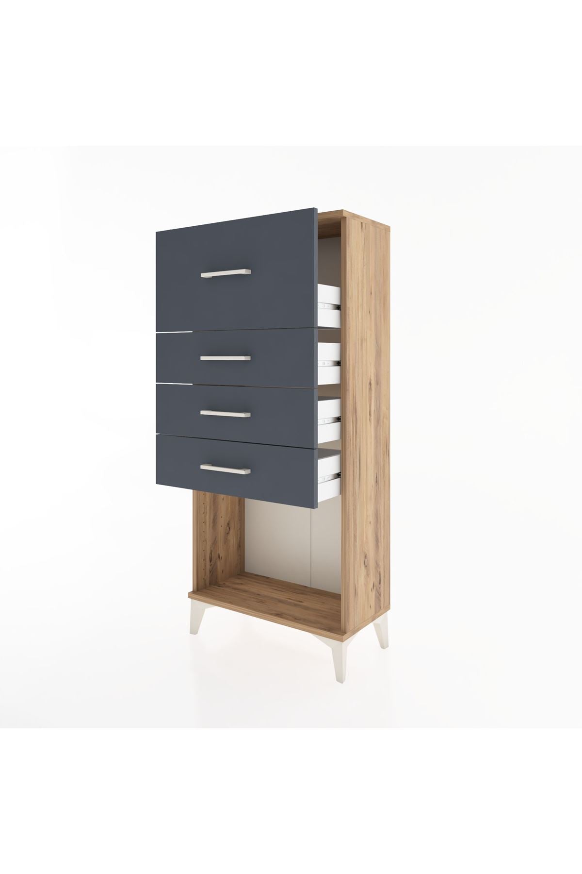 Hyperion Dolap 4 Çekmeceli 60x44x134 Çam-Antrasit