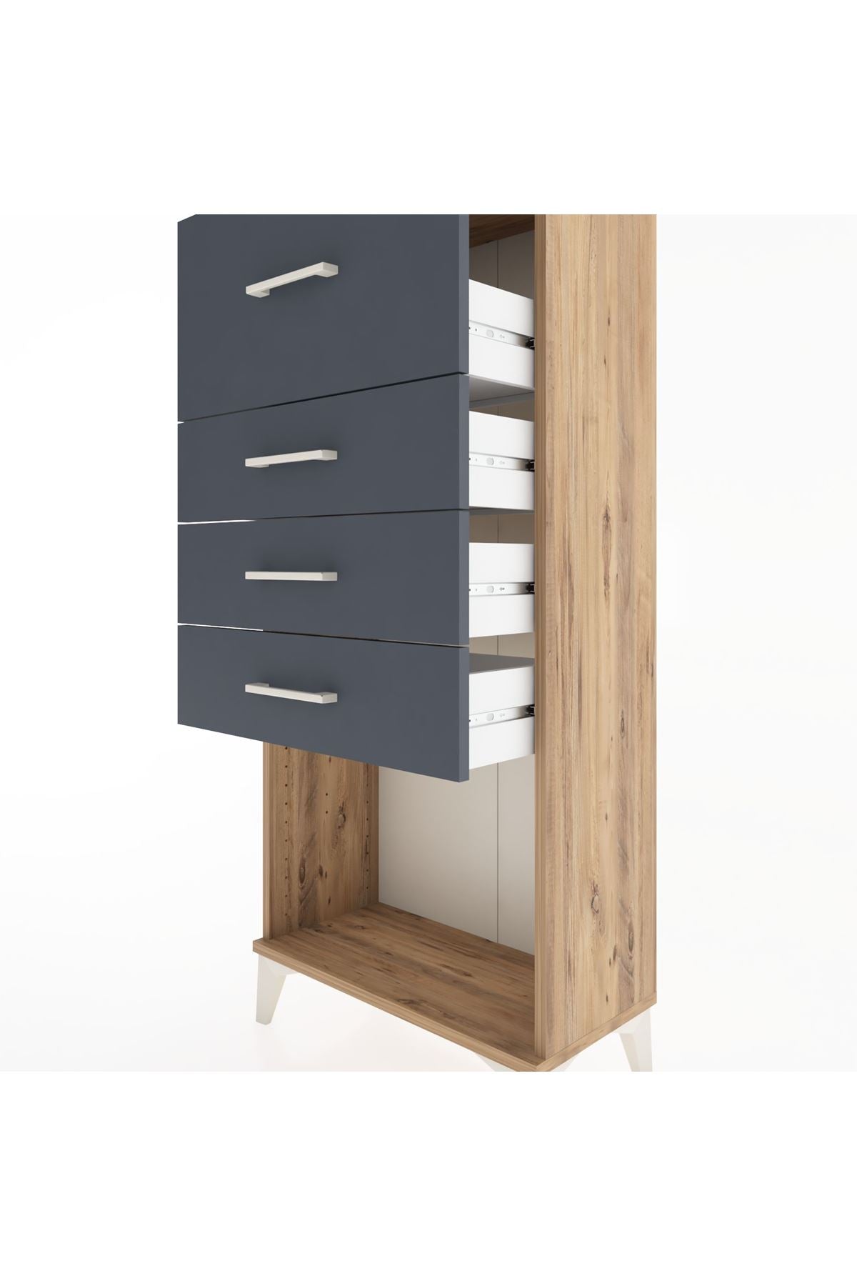 Hyperion Dolap 4 Çekmeceli 60x44x134 Çam-Antrasit