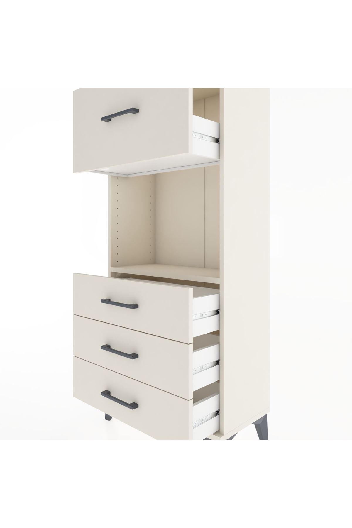 Hyperion Dolap Tek Raflı 4 Çekmeceli 60x44x134 - S50M027V1B