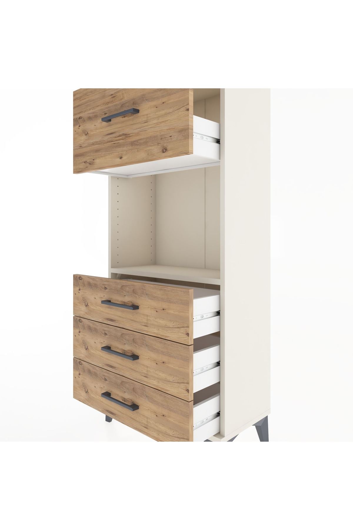 Hyperion Dolap Tek Raflı 4 Çekmeceli 60x44x134 - S50M027V3B