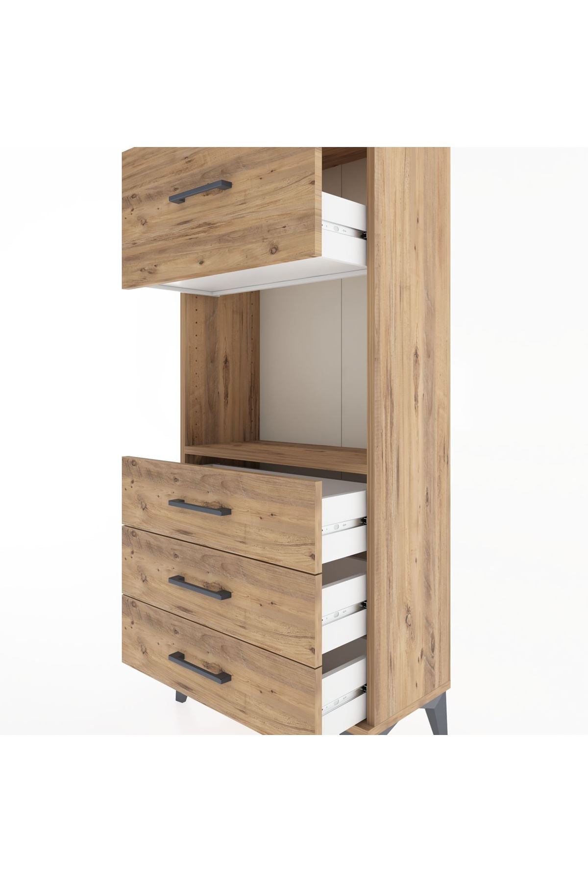 Hyperion Dolap Tek Raflı 4 Çekmeceli 60x44x134 - S50M027V9B