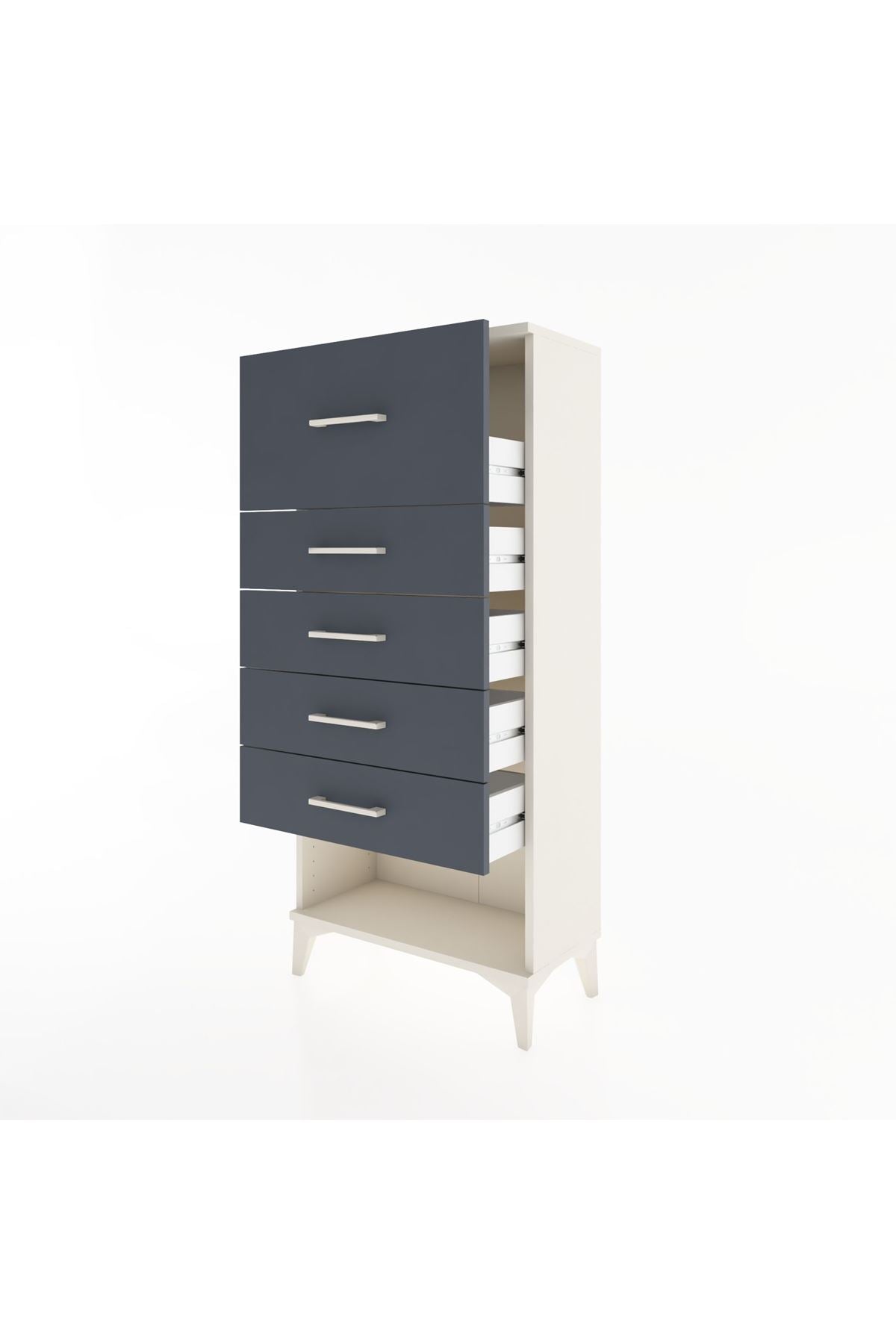Hyperion Dolap 5 Çekmeceli 60x44x134 Aytaşı-Antrasit