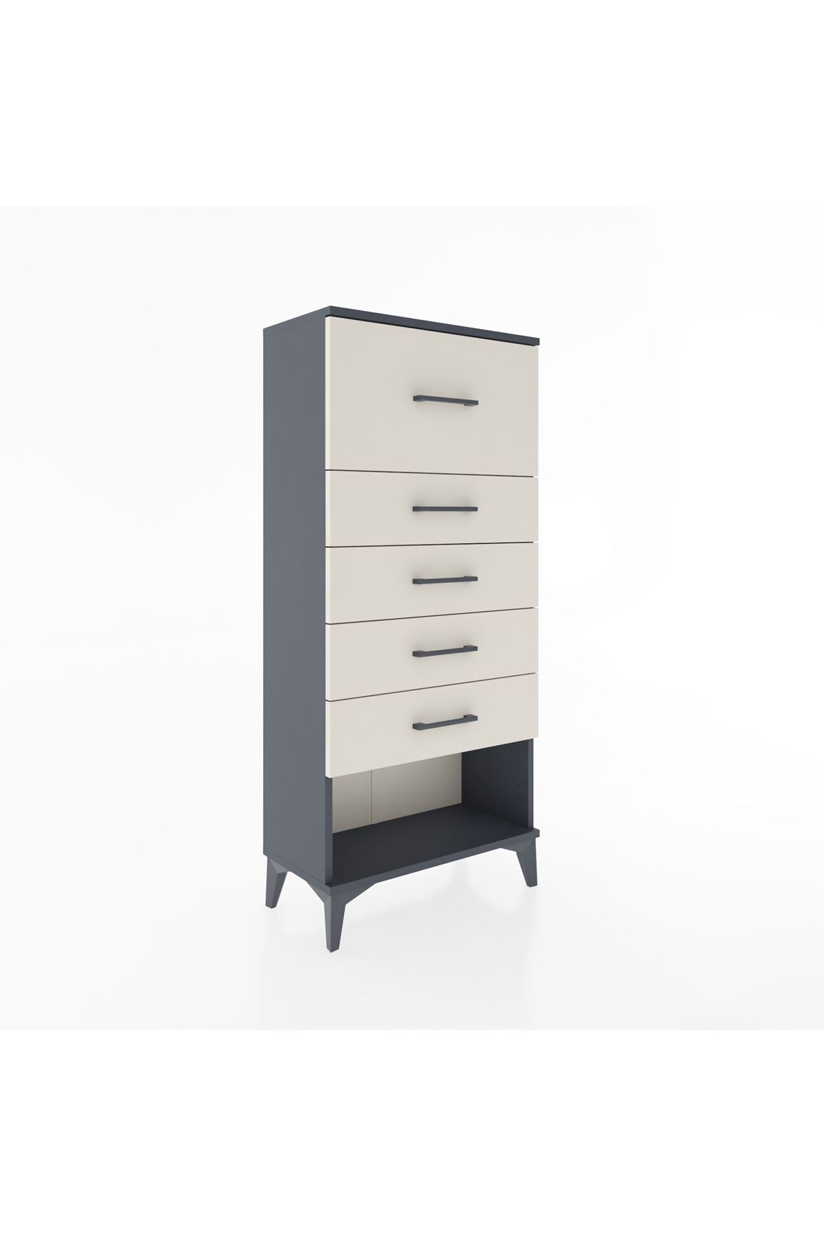 Hyperion Dolap 5 Çekmeceli 60x44x134 Antrasit-Aytaşı