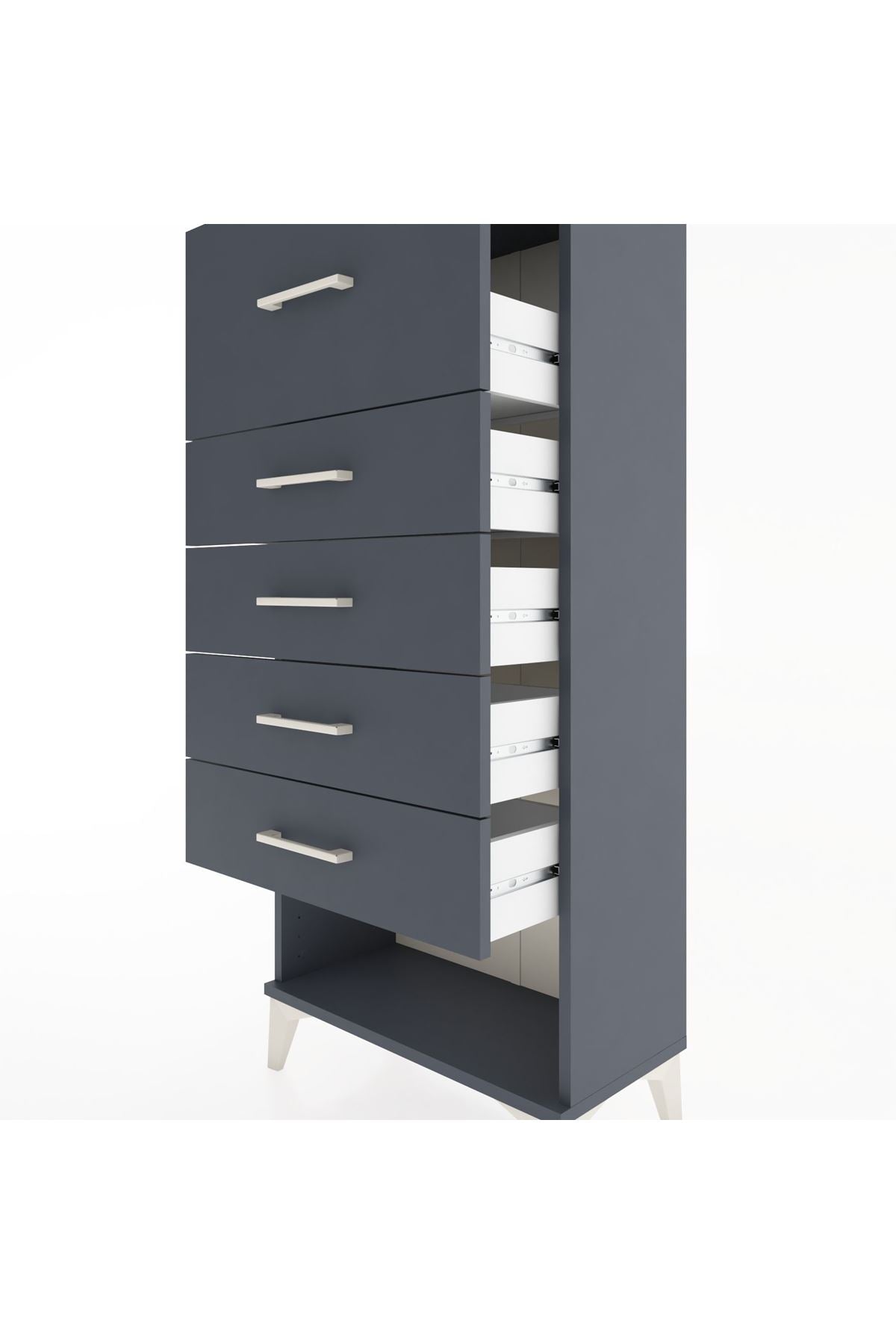 Hyperion Dolap 5 Çekmeceli 60x44x134 Antrasit-Antrasit