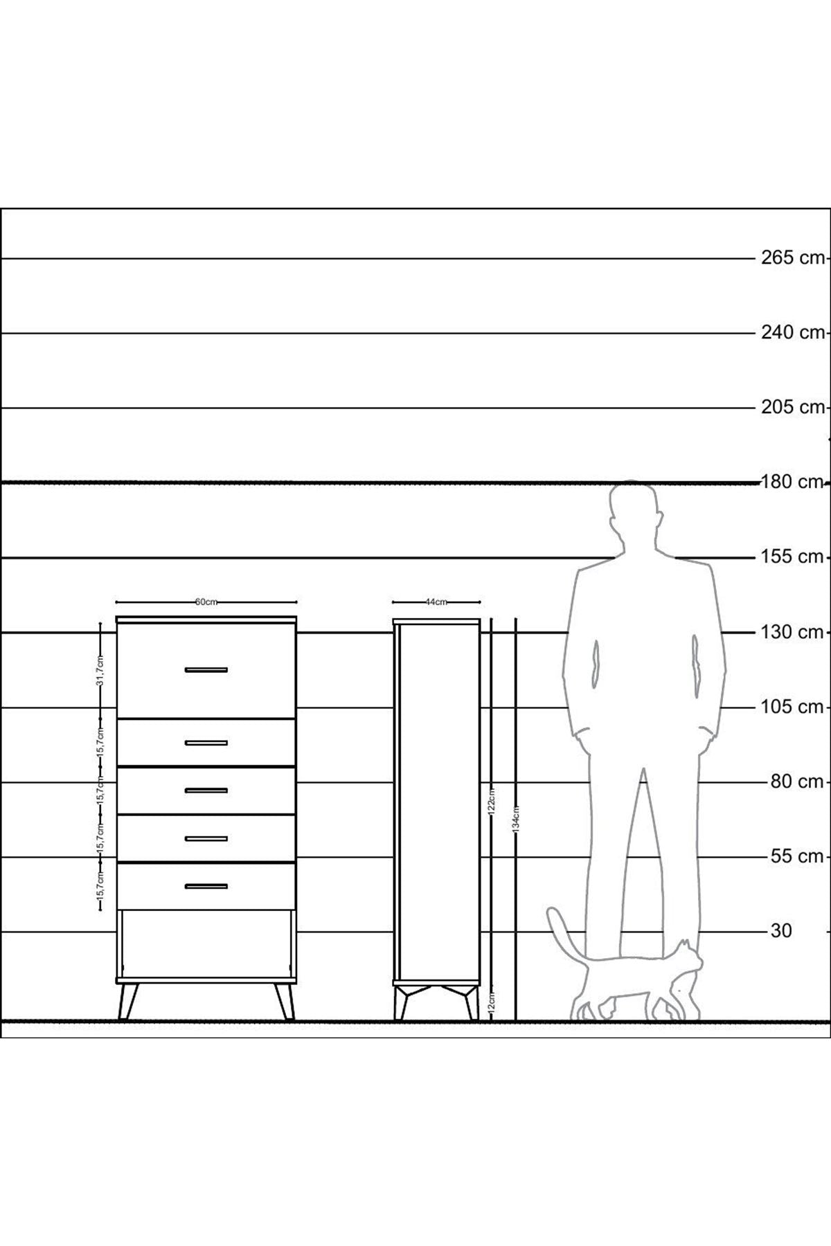 Hyperion Dolap 5 Çekmeceli 60x44x134 Antrasit-Antrasit