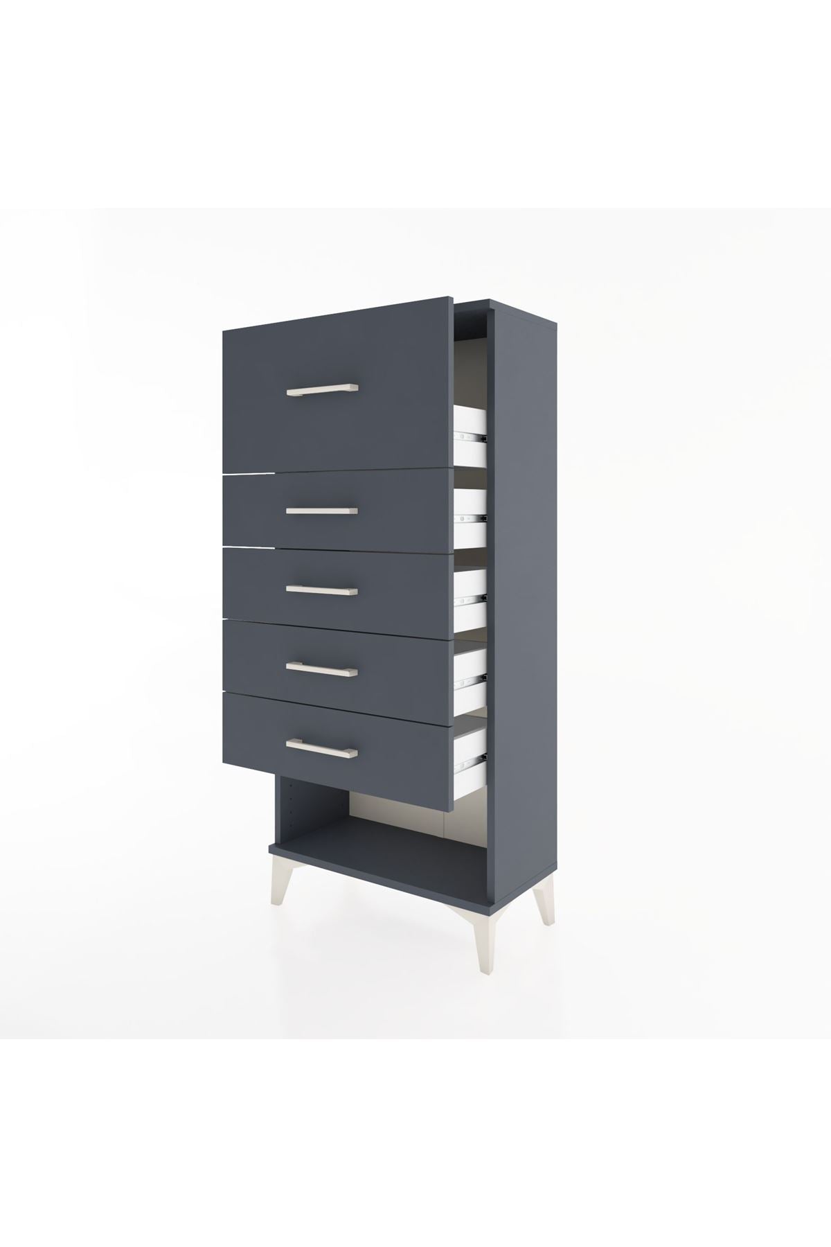 Hyperion Dolap 5 Çekmeceli 60x44x134 Antrasit-Antrasit