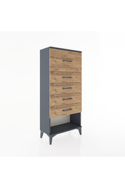 Hyperion Dolap 5 Çekmeceli 60x44x134 Antrasit-Çam