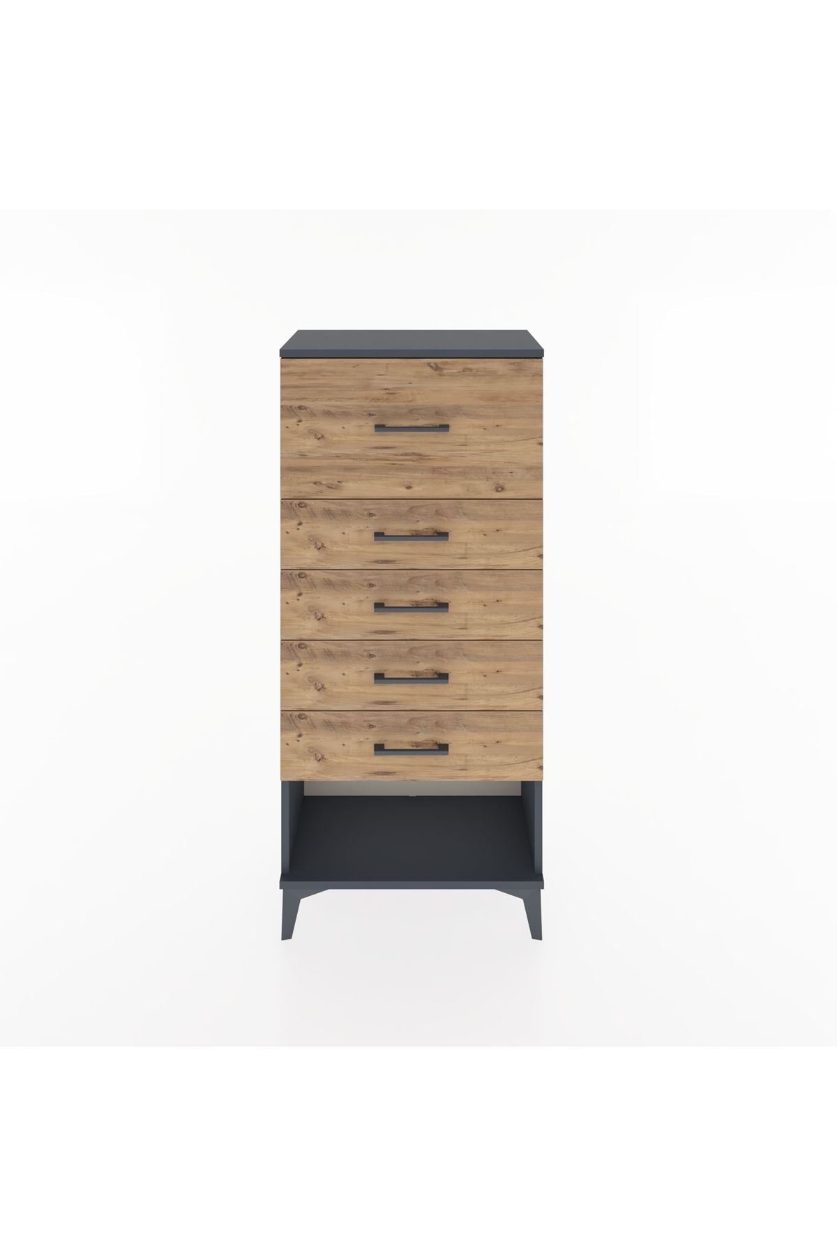 Hyperion Dolap 5 Çekmeceli 60x44x134 Antrasit-Çam