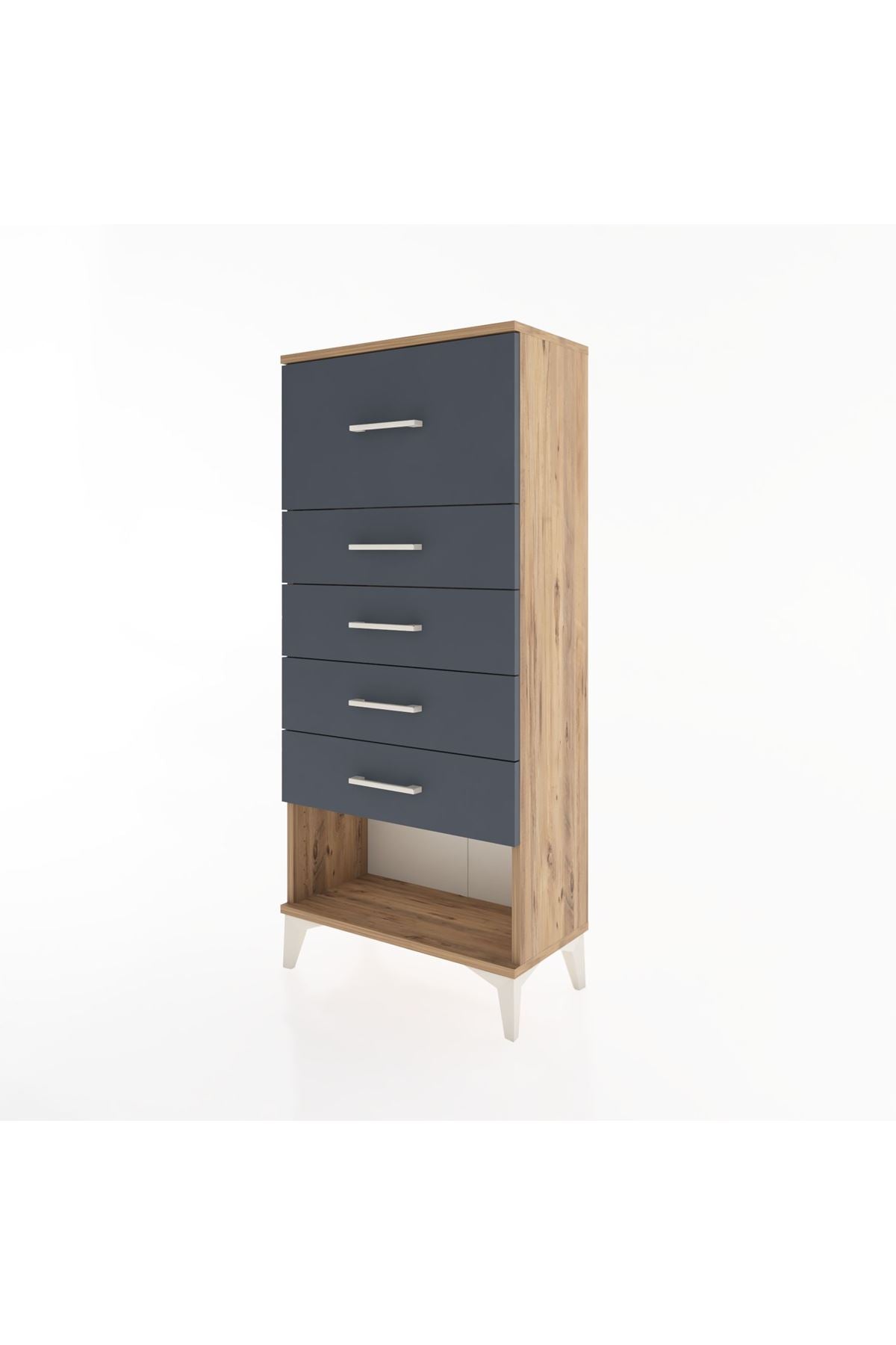 Hyperion Dolap 5 Çekmeceli 60x44x134 Çam-Antrasit