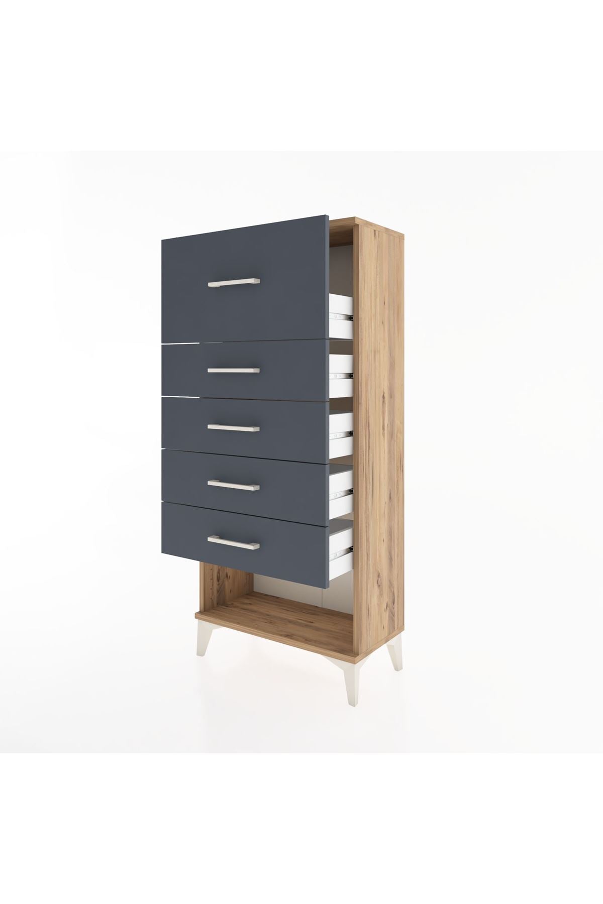 Hyperion Dolap 5 Çekmeceli 60x44x134 Çam-Antrasit
