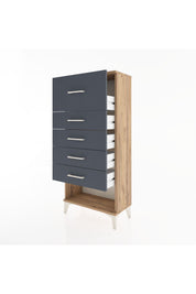 Hyperion Dolap 5 Çekmeceli 60x44x134 Çam-Antrasit