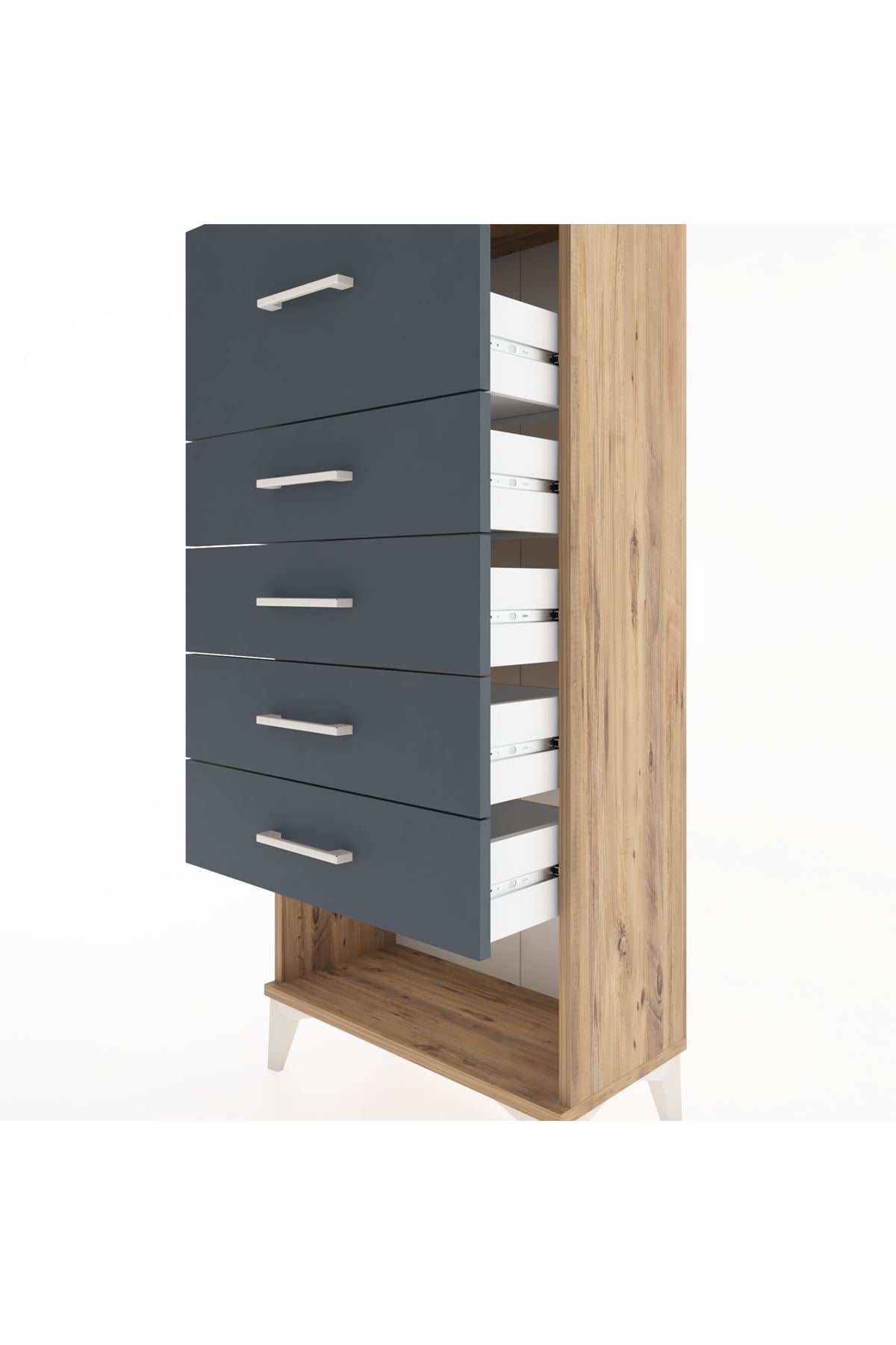 Hyperion Dolap 5 Çekmeceli 60x44x134 Çam-Antrasit
