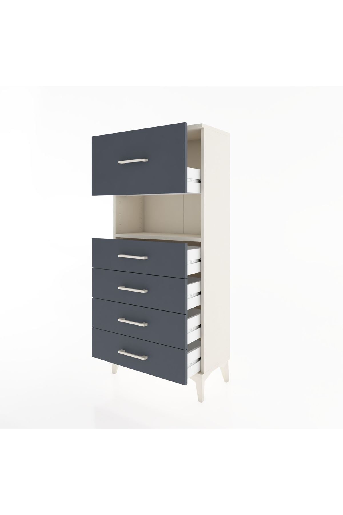 Hyperion Dolap Tek Raflı 5 Çekmeceli 60x44x134 - S50M029V2B
