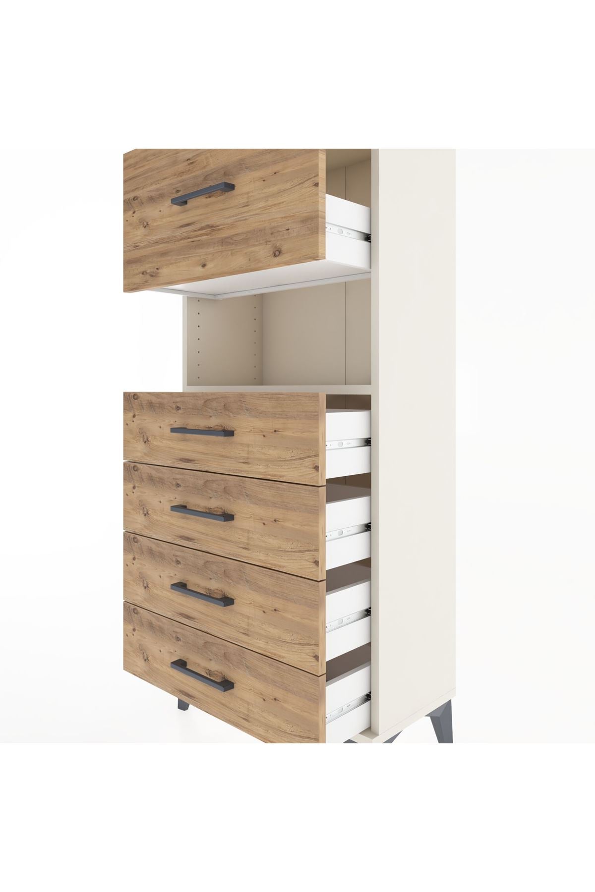 Hyperion Dolap Tek Raflı 5 Çekmeceli 60x44x134 - S50M029V3B