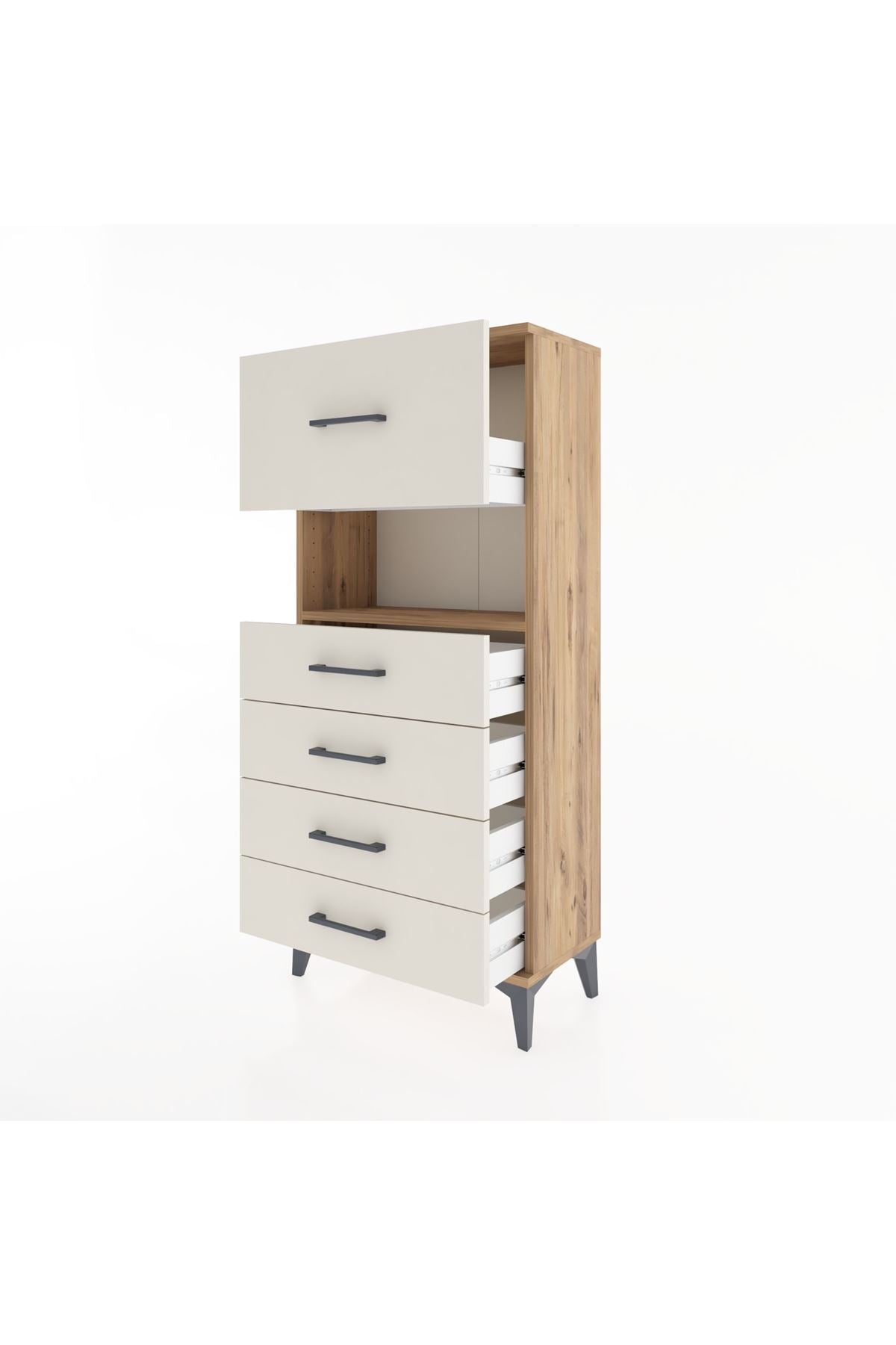 Hyperion Dolap Tek Raflı 5 Çekmeceli 60x44x134 - S50M029V7B