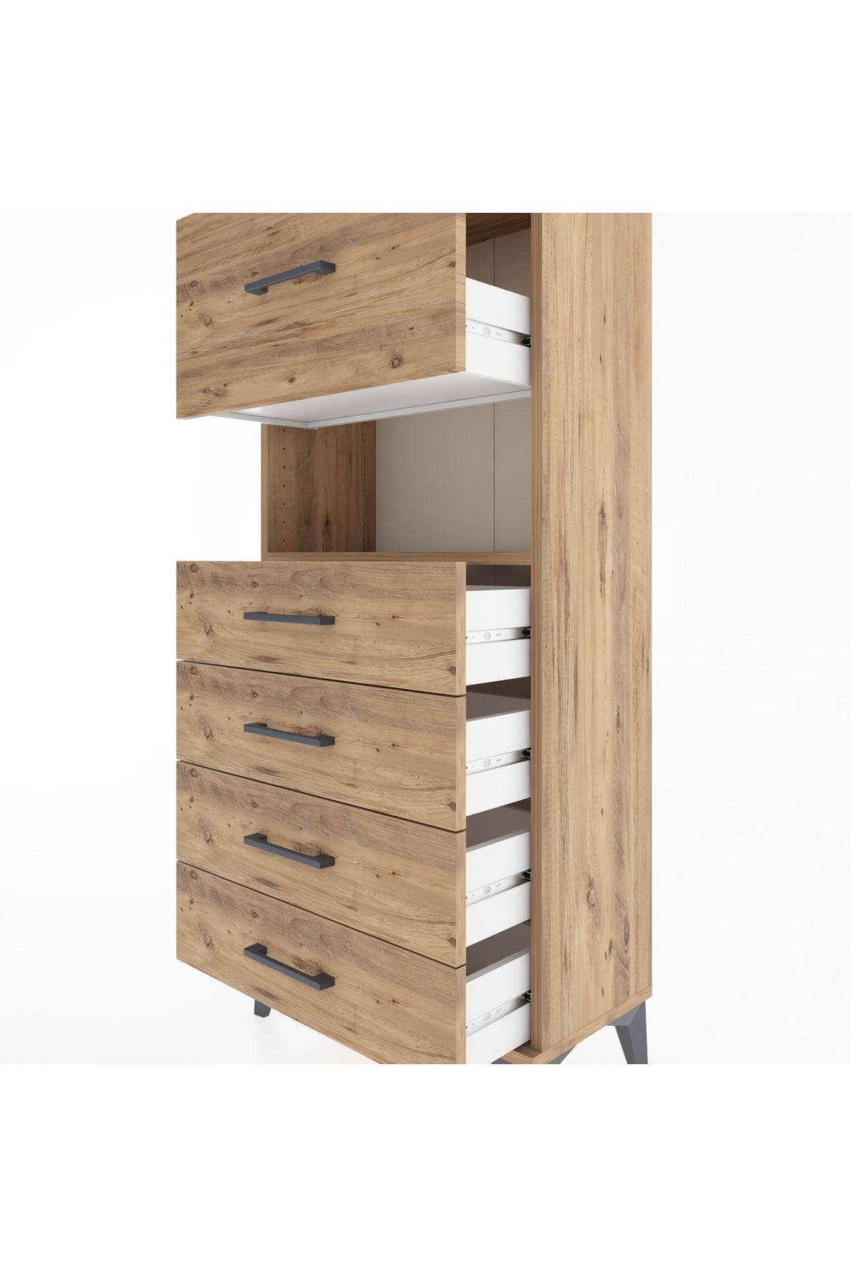 Hyperion Dolap Tek Raflı 5 Çekmeceli 60x44x134 - S50M029V9B