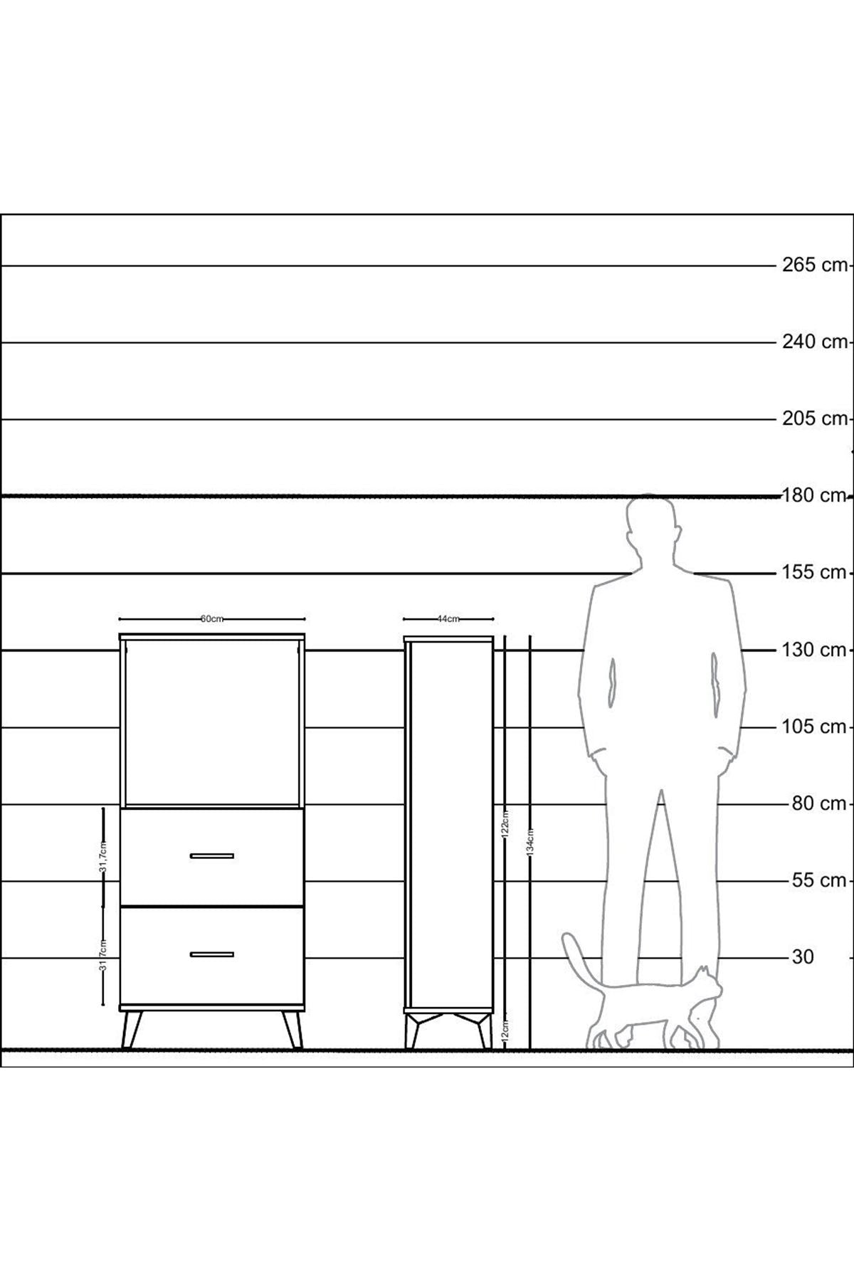 Hyperion Dolap Tek Raflı 2 Çekmeceli 60x44x134 - S50M030V2B