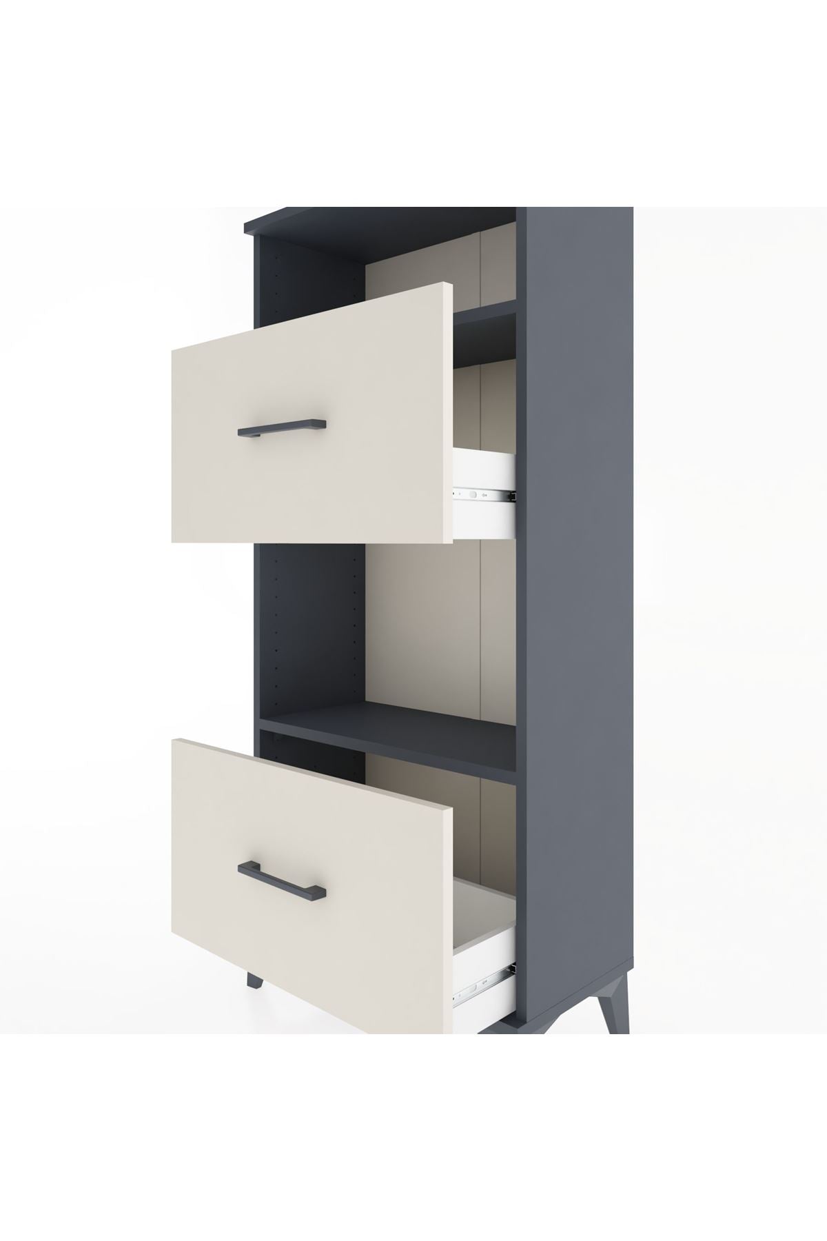 Hyperion Dolap 2 Raflı 2 Çekmeceli 60x44x134 Antrasit-Aytaşı