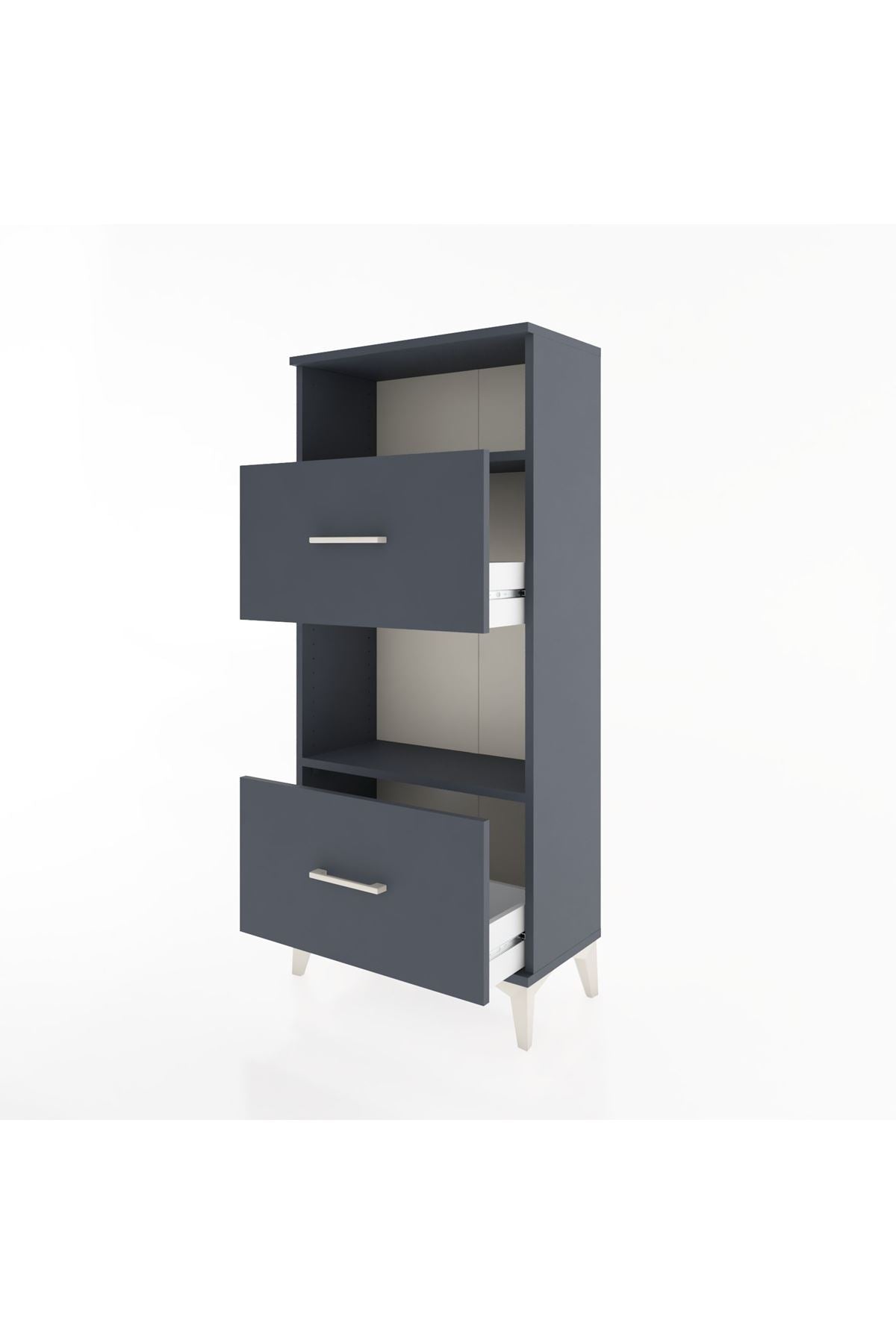 Hyperion Dolap 2 Raflı 2 Çekmeceli 60x44x134 Antrasit-Antrasit