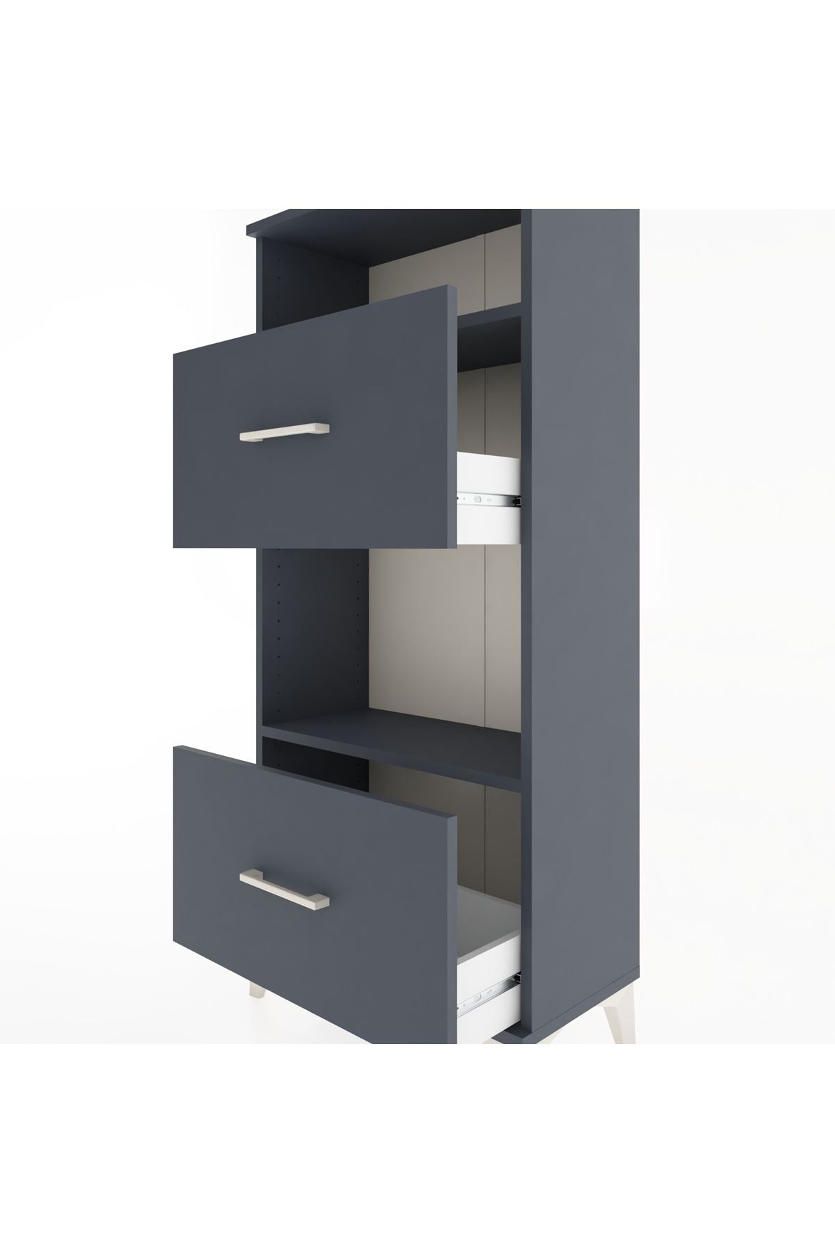 Hyperion Dolap 2 Raflı 2 Çekmeceli 60x44x134 Antrasit-Antrasit