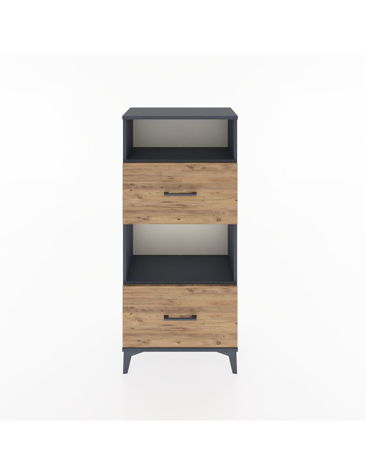 Hyperion Dolap 2 Raflı 2 Çekmeceli 60x44x134 Antrasit-Çam