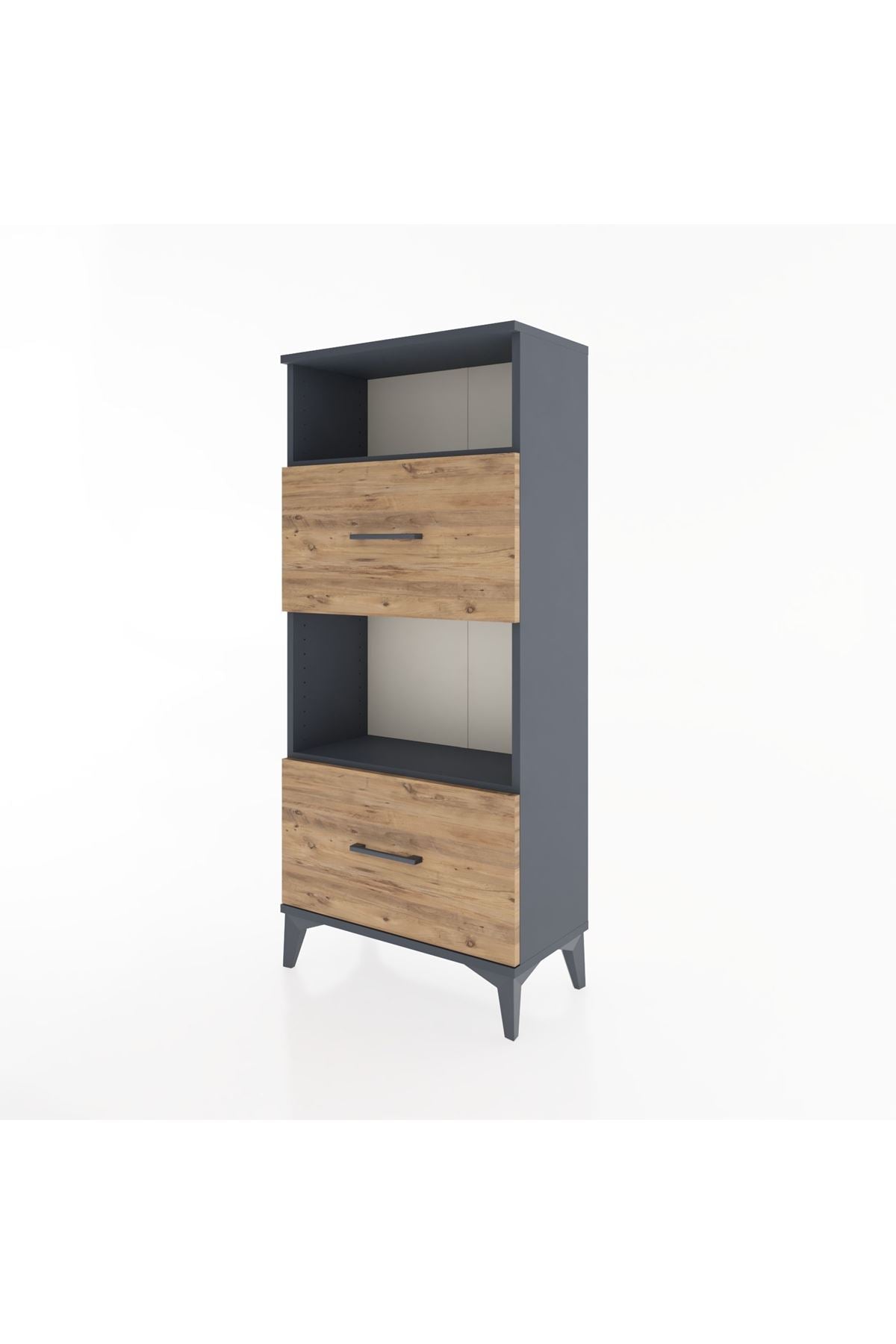 Hyperion Dolap 2 Raflı 2 Çekmeceli 60x44x134 Antrasit-Çam