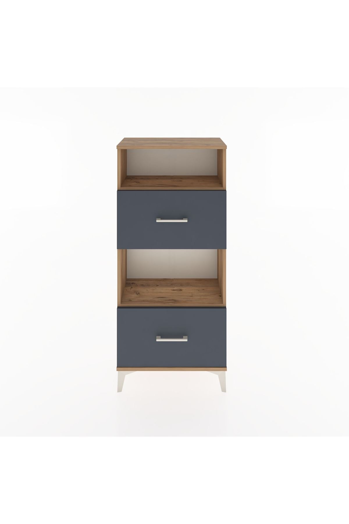 Hyperion Dolap 2 Raflı 2 Çekmeceli 60x44x134 Çam-Antrasit