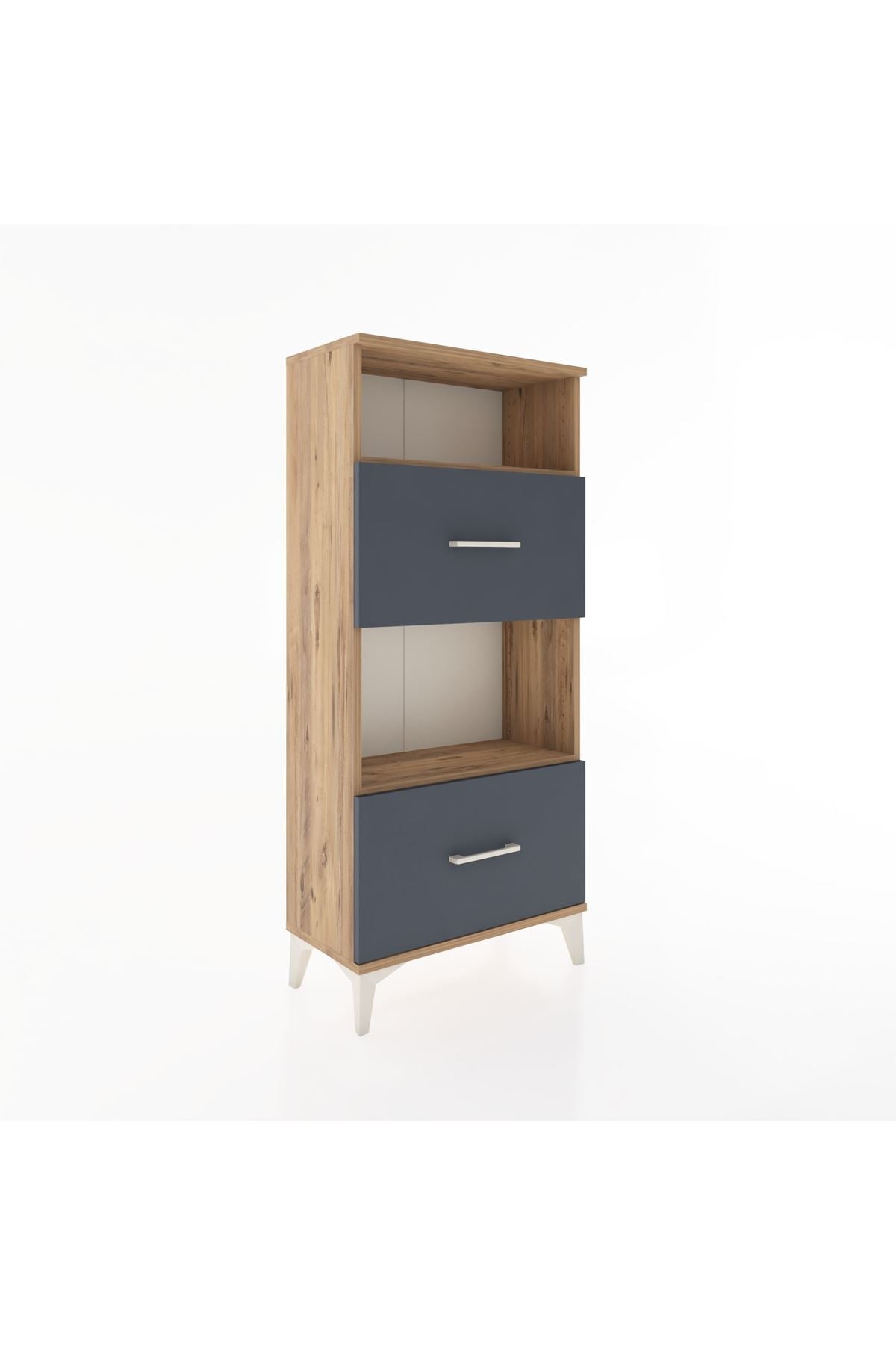 Hyperion Dolap 2 Raflı 2 Çekmeceli 60x44x134 Çam-Antrasit