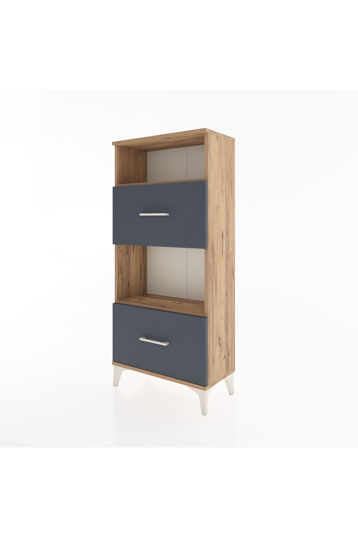 Hyperion Dolap 2 Raflı 2 Çekmeceli 60x44x134 Çam-Antrasit