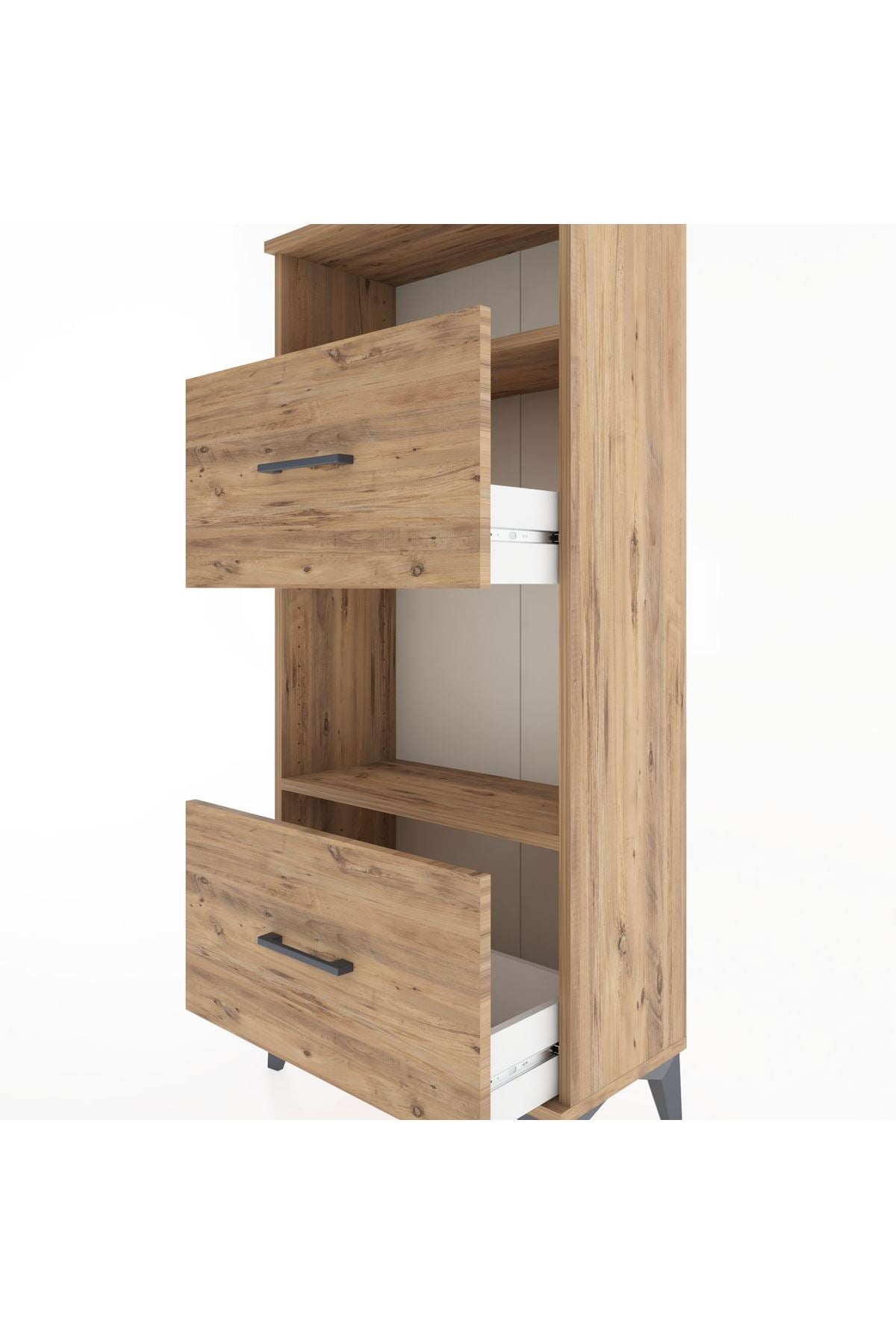 Hyperion Dolap 2 Raflı 2 Çekmeceli 60x44x134 Çam-Çam