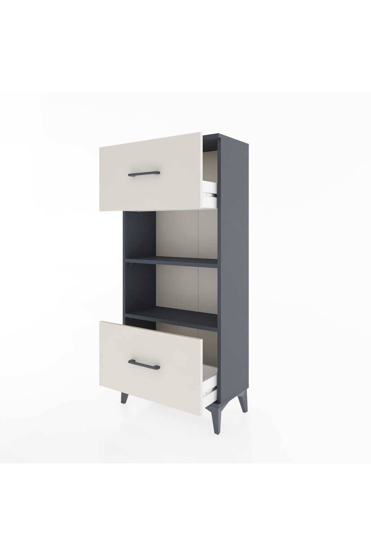 Hyperion Dolap 2 Raflı 2 Çekmeceli 60x44x134 Antrasit-Aytaşı