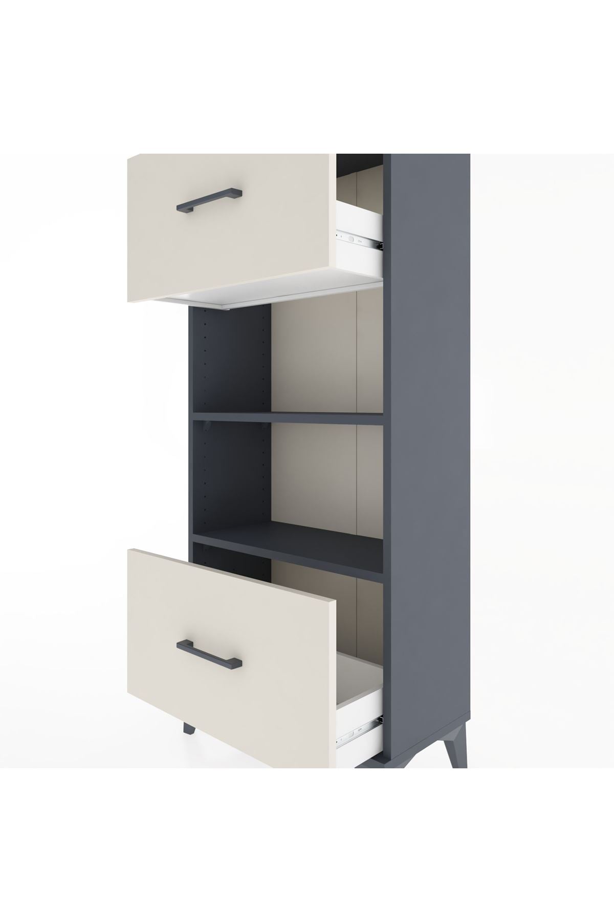 Hyperion Dolap 2 Raflı 2 Çekmeceli 60x44x134 Antrasit-Aytaşı