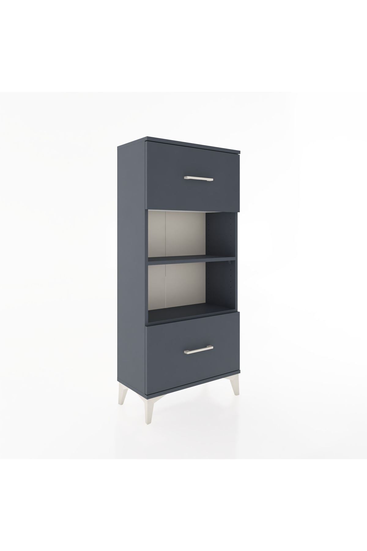 Hyperion Dolap 2 Raflı 2 Çekmeceli 60x44x134 Antrasit-Antrasit