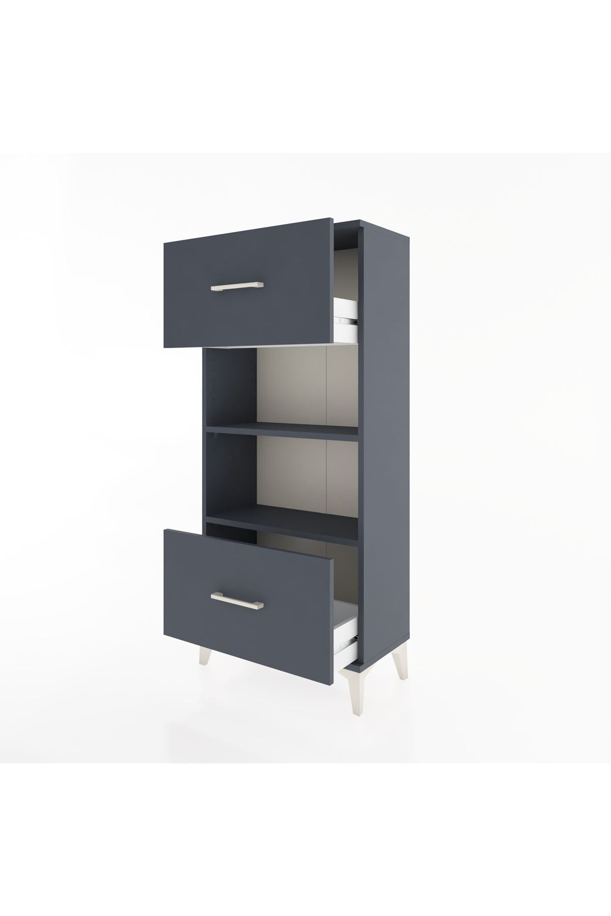 Hyperion Dolap 2 Raflı 2 Çekmeceli 60x44x134 Antrasit-Antrasit