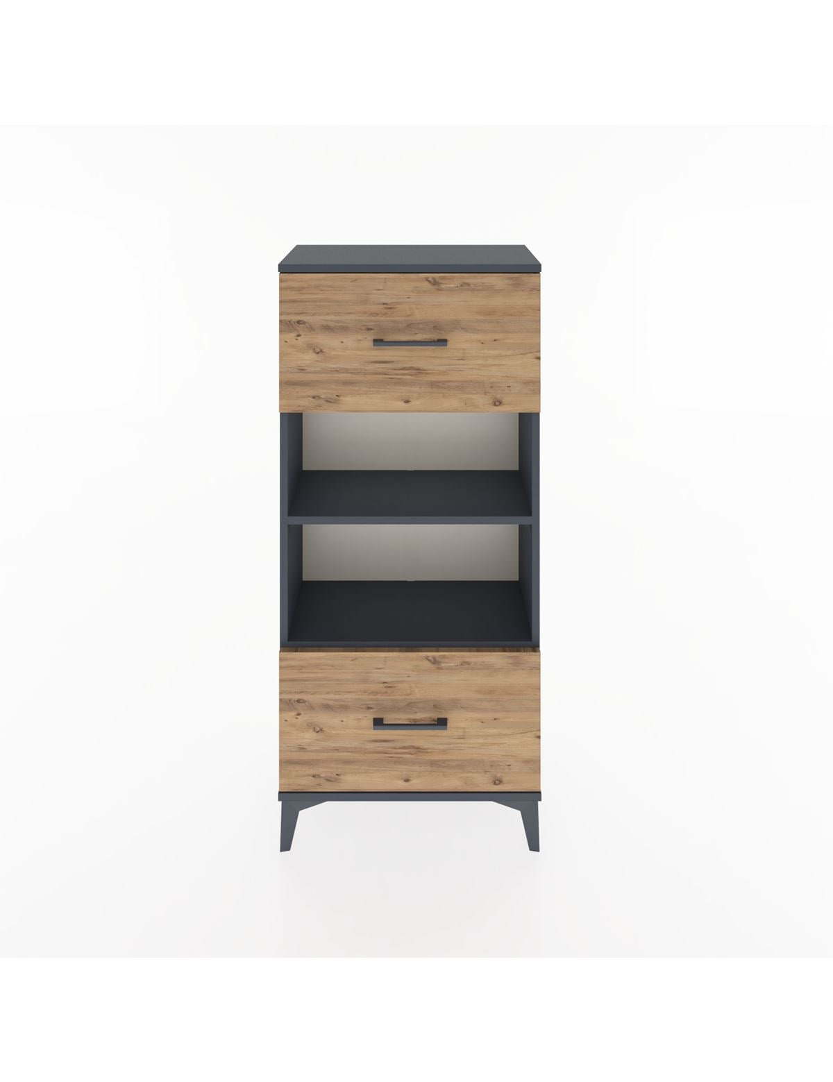 Hyperion Dolap 2 Raflı 2 Çekmeceli 60x44x134 Antrasit-Çam