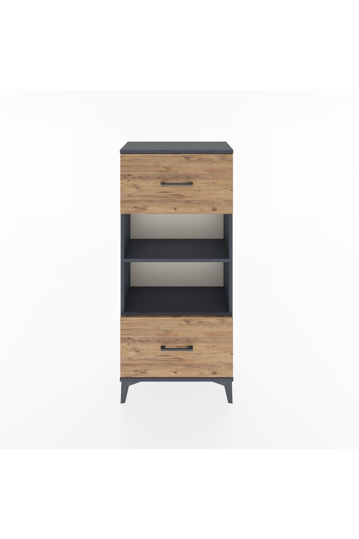 Hyperion Dolap 2 Raflı 2 Çekmeceli 60x44x134 Antrasit-Çam